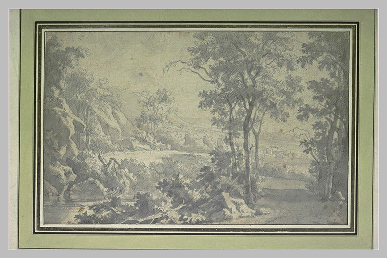 Paysage avec étang et rochers_0