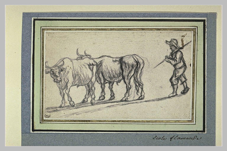 Paysan conduisant deux vaches_0