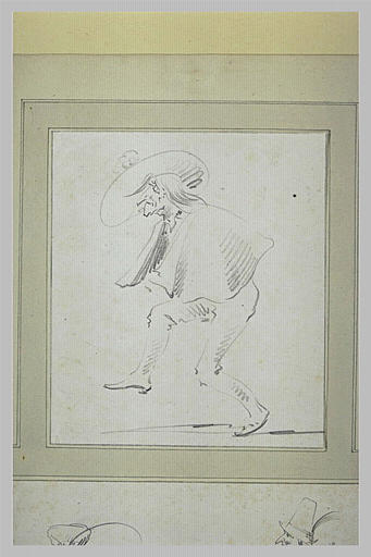 Personnage de la comédie italienne : un homme portant un feutre et dansant_0