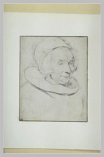 Tête de vieille femme vue de trois quarts_0