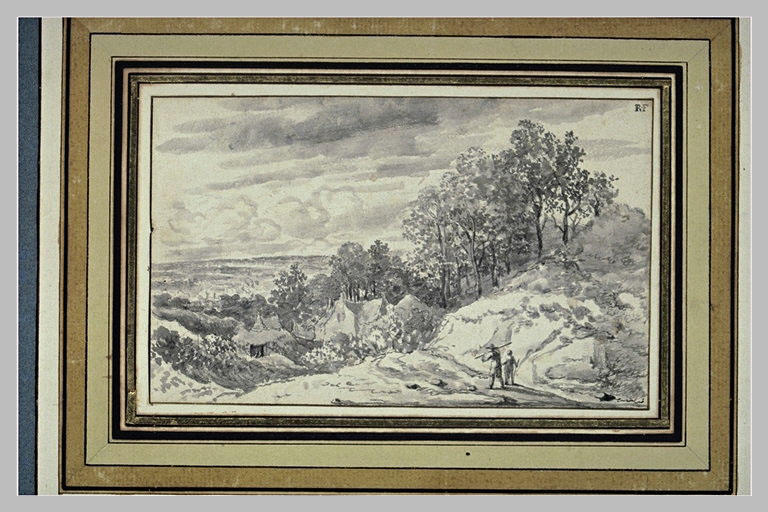 Route sur une hauteur conduisant à quelques maisons parmi les arbres_0