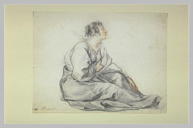 Femme assise à terre, de profil_0