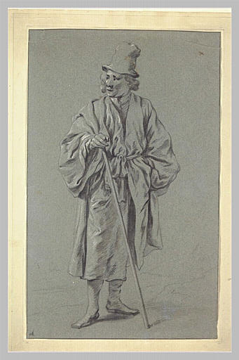 Etude d'homme debout, coiffé d'un haut chapeau_0