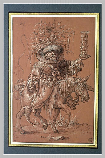 Saint Nicolas sur un âne, costumé en Vielfrass ou glouton_0
