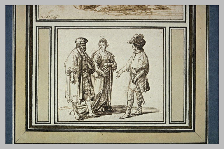 Deux hommes et une femme debout_0