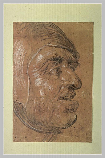 Tête d'homme vu de profil à droite, la bouche entrouverte_0