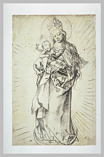 La Vierge couronnée, debout sur un croissant, portant l'Enfant Jésus_0