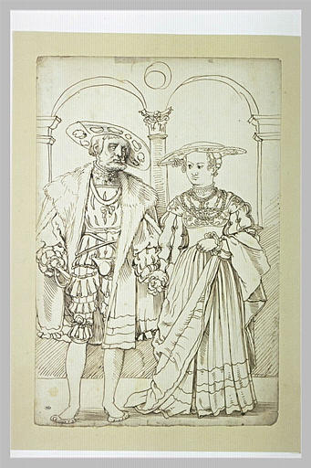 Portraits en pied d'un seigneur et de sa femme, de face_0