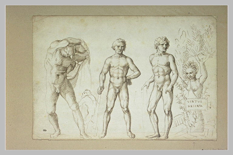 Trois figures d'Hercule jeune, une nymphe changée en saule, un satyre_0