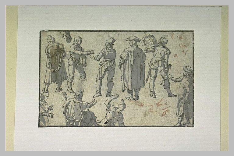 Feuille d'études d'hommes en costume du XVIè siècle_0