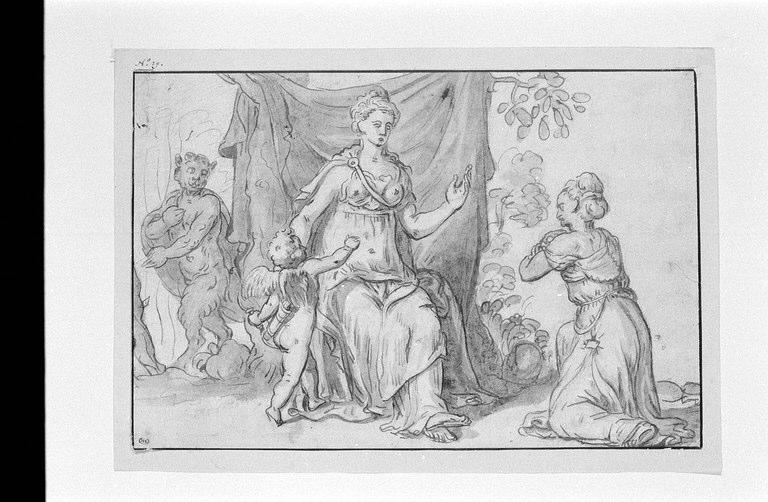 Psyché à genoux paraissant implorer Vénus assise_0
