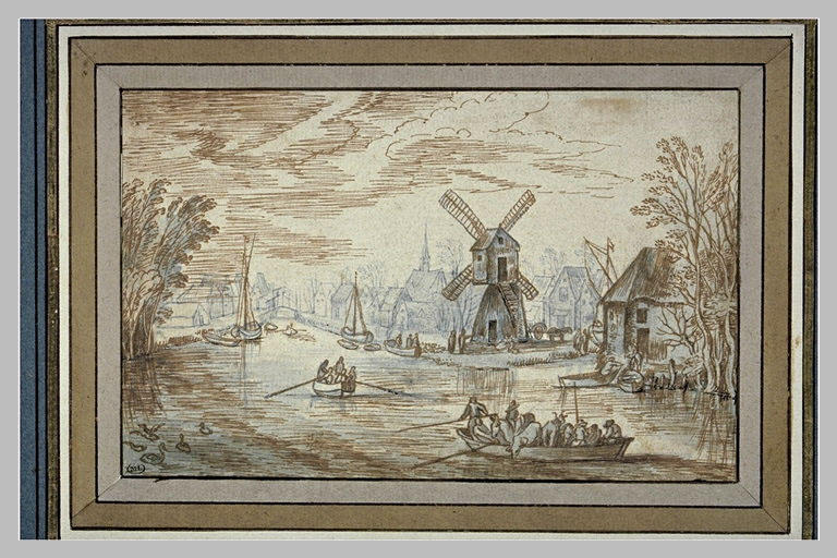 Rivière vue en enfilade, traversant une ville_0