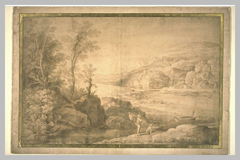 Grand paysage avec un torrent descendant en cascades d'une colline_0