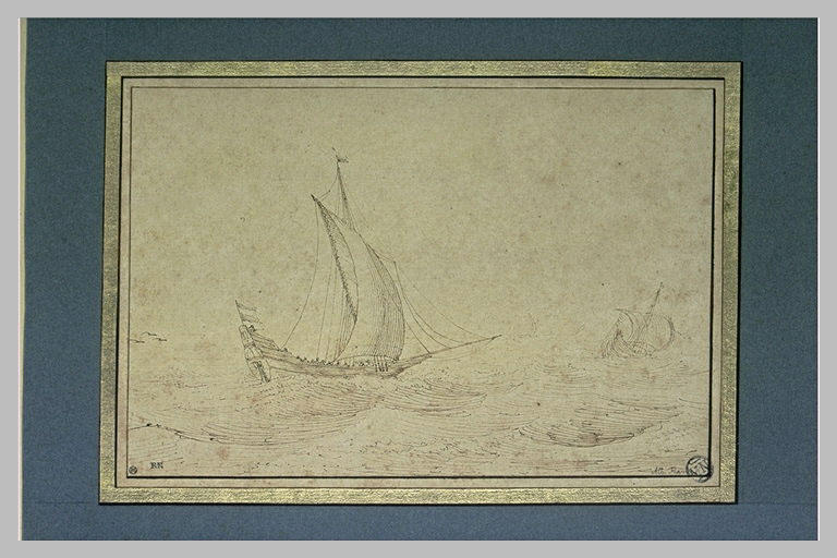 Marine, avec deux galiotes voguant_0