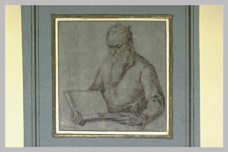 Etude d'un vieillard à longue barbe, lisant un livre_0