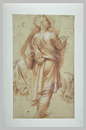 Jeune homme drapé, vu de dos, tourné vers la droite_0