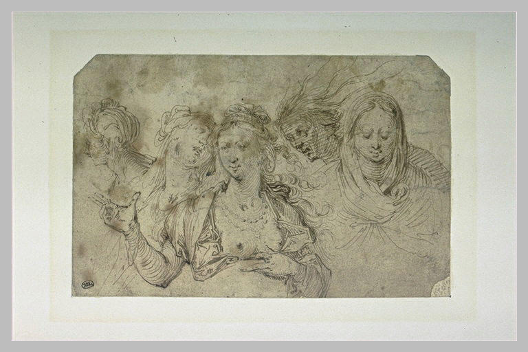 Feuille d'études de cinq têtes de femmes_0