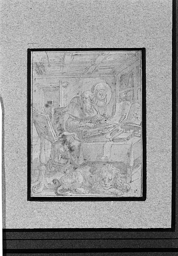 Saint Jérôme, en froc de moine, écrivant_0