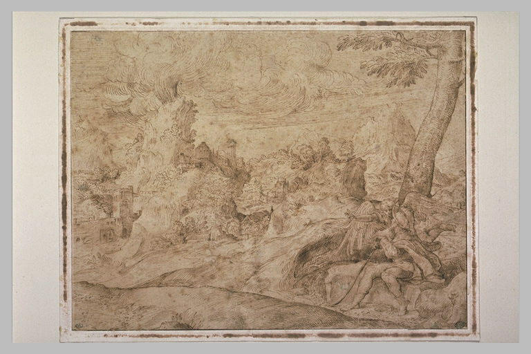 L'ange et Abraham devant la ville de Sodome en flammes_0