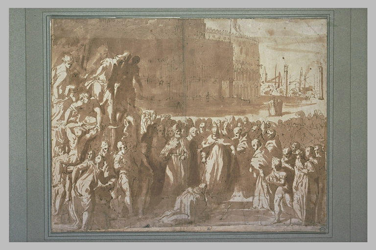 L'empereur Fréderic Barberousse agenouillé devant la pape Alexandre III_0