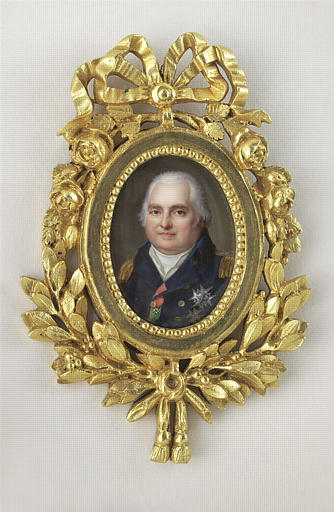 Portrait du roi Louis XVIII, en buste, de face, en habit bleu_0