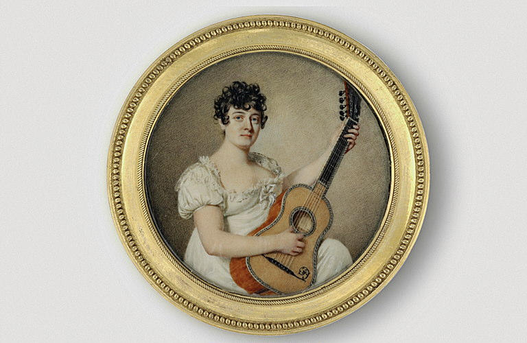 Portrait de Mme Catalani, assise, jouant de la guitare_0