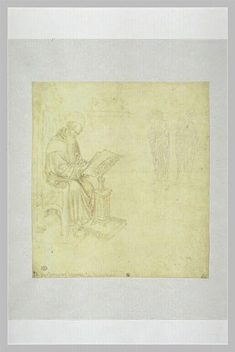 Saint Jérôme dans son étude ; deux statues de saints ou de prophètes_0