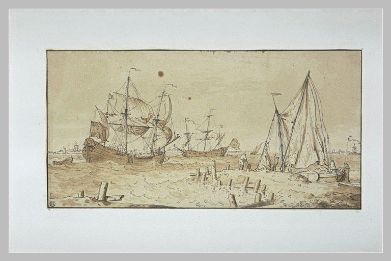Marine : navires et bateaux près d'un rivage_0
