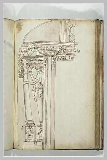 Etude de motif architectural avec un terme retenant une colonne_0