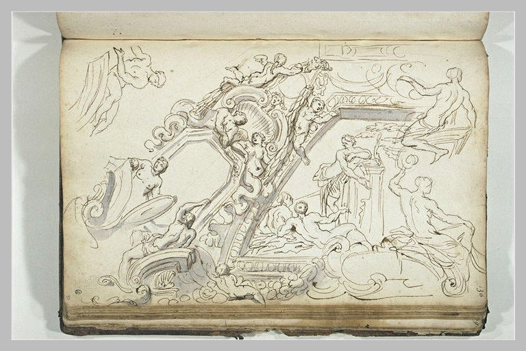 Motifs décoratifs plafonnant avec des figures_0