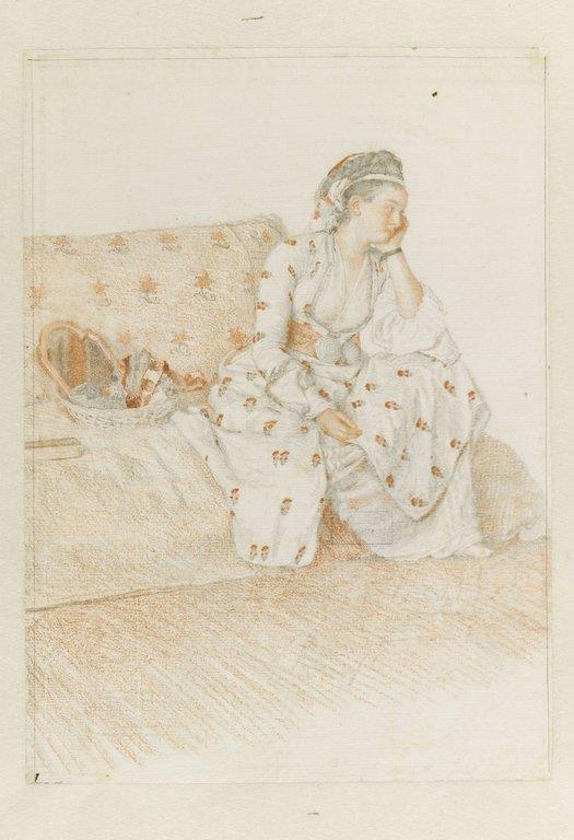 Jeune orientale sur un divan en costume turc_0
