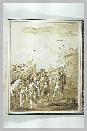 Scène avec des soldats romains assiègeant une ville_0