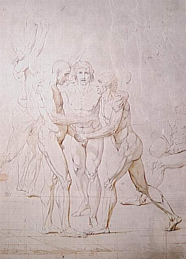 Le Serment du Jeu de Paume, avec légende ; Le Serment du Jeu de Paume à Versailles le 20 juin 1789, fond d'architecture de Charles Moreau (autre titre)_1