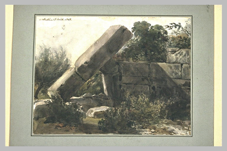 Mur cyclopéen ruiné et envahi par la végétation_0
