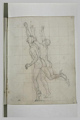 Deux hommes courant, étude pour Léonidas aux Thermopyles_0