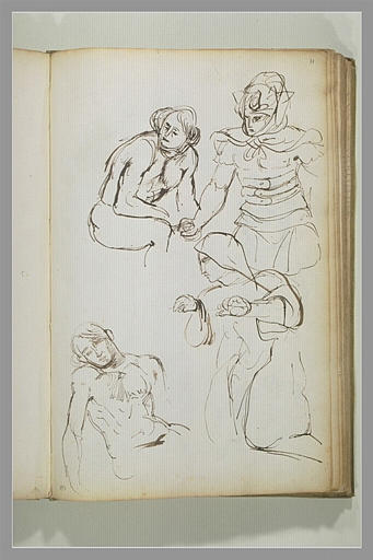 Etudes : Hommes nus assis ; soeur ; homme costumé_0