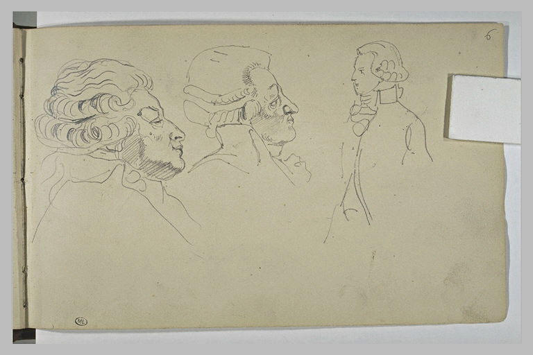 Deux études de têtes dont celle de Mirabeau, et croquis d'homme_0