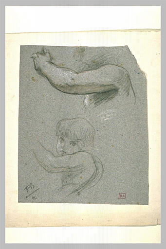 Etude de bras gauche et d'un enfant, vu en buste_0
