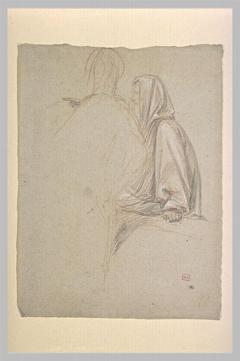 Vieillard voilé, assis sur une pierre, près d'une autre figure_0