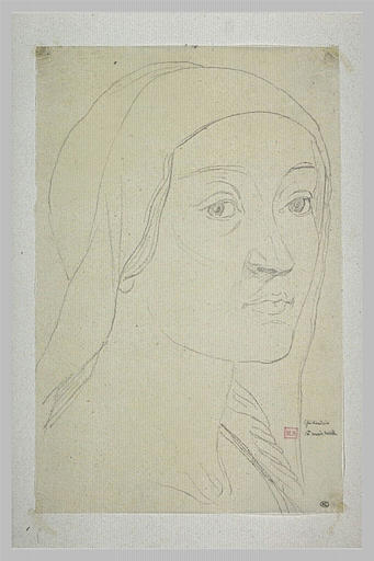 Tête de femme voilée, tournée vers la droite_0