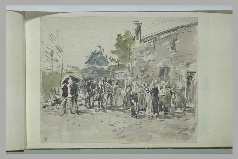 Paysans dans la rue d'un village_0