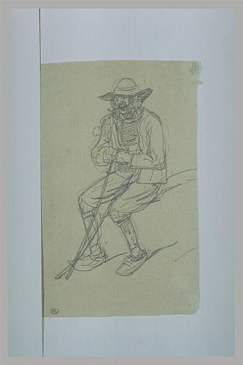 Breton fumant une pipe, assis, vu de trois quarts_0