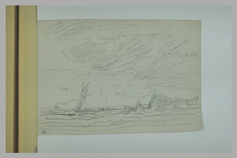 Voilier sur une mer agitée, près de récifs_0