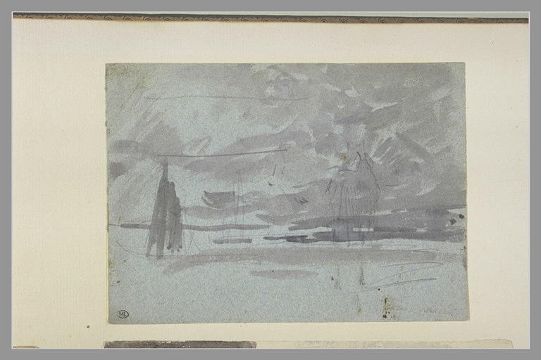 Etude de ciel chargé de nuages, sur mer calme_0