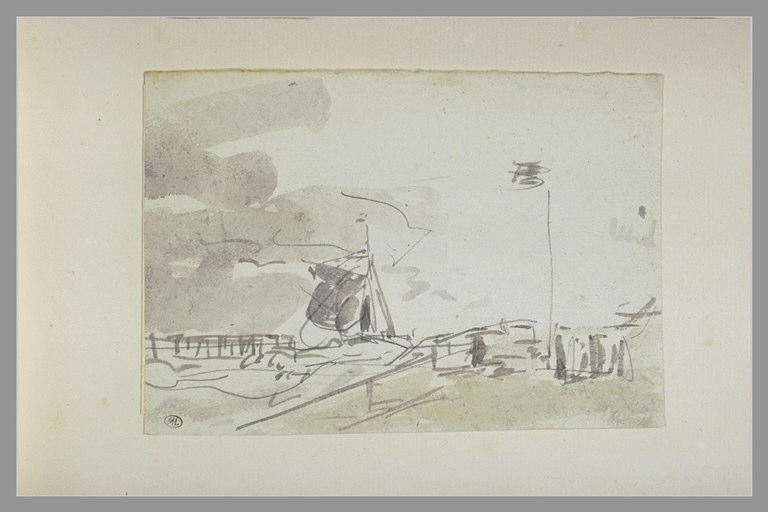 Petit voilier engagé entre deux jetées_0