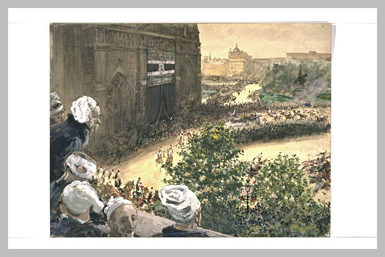 Le parvis de Notre-Dame, et les malades sur la terrasse de l'Hôtel-Dieu_0