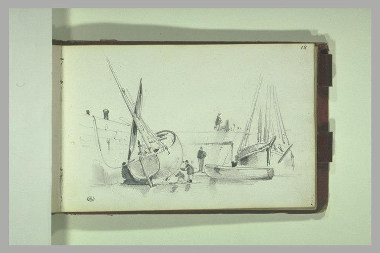 Bateaux amarrés et personnages_0