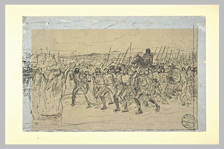 Guerriers défilant, en marche vers la gauche_0