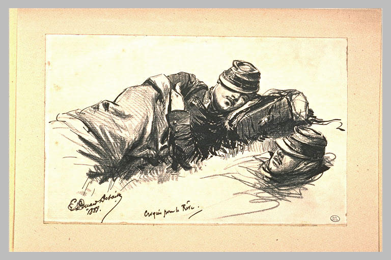 Deux soldats endormis couchés, la tête vers la droite_0