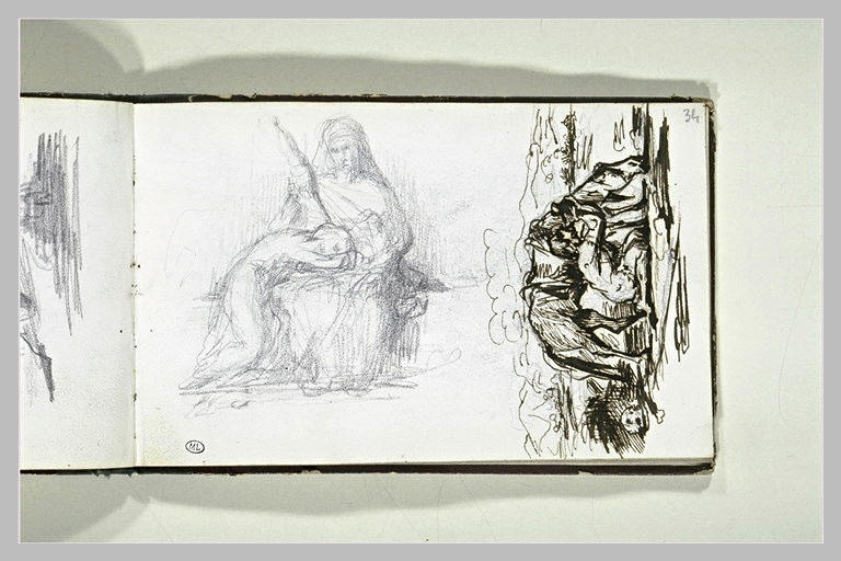 Pénélope et Télémaque (?) ; homme et un cheval_0